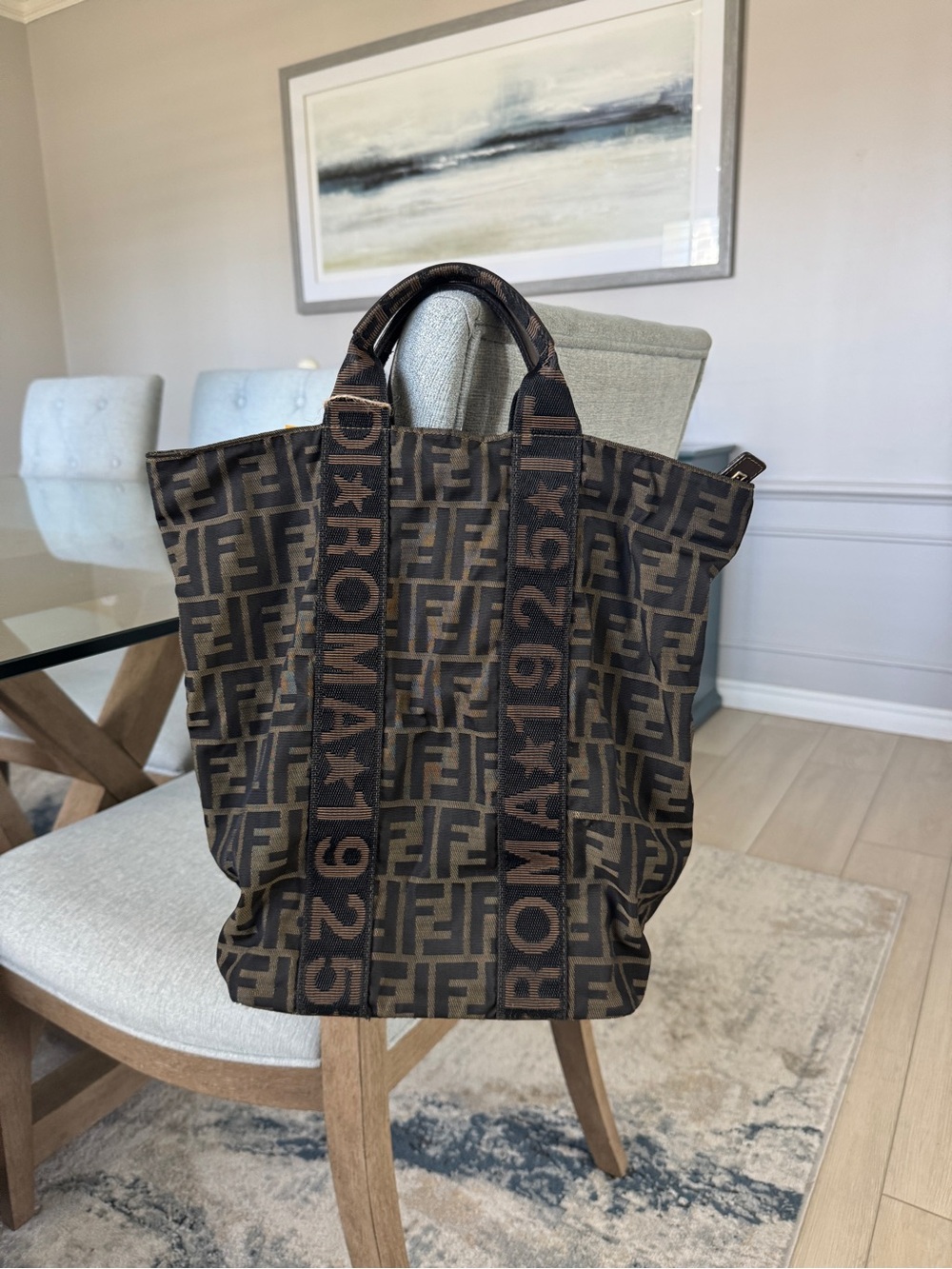 FENDI ZUCCA CANVAS Vintage 1925 Zip Tote Brown - Picture 2 of 11